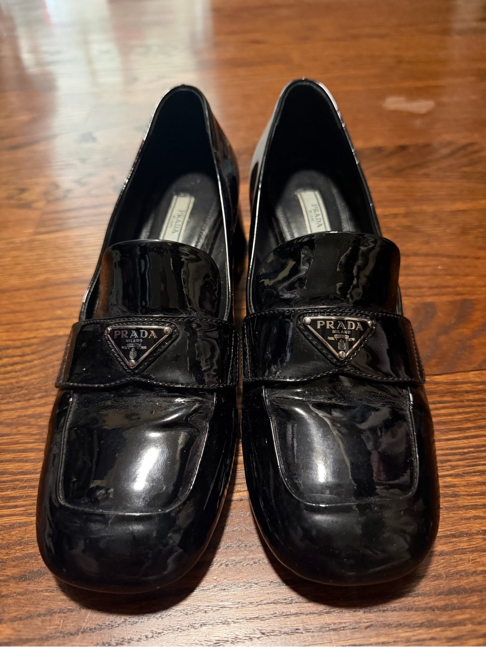 Prada Black Patent Leather Penny Loafers - Picture 1 of 3